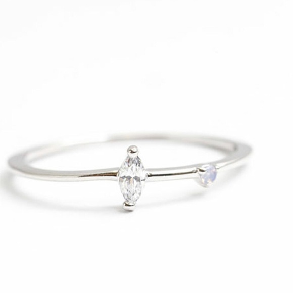 Simple Marquis CZ &Dot Opal Ring Silver-sz 6 or 7-NWT - Picture 1 of 1